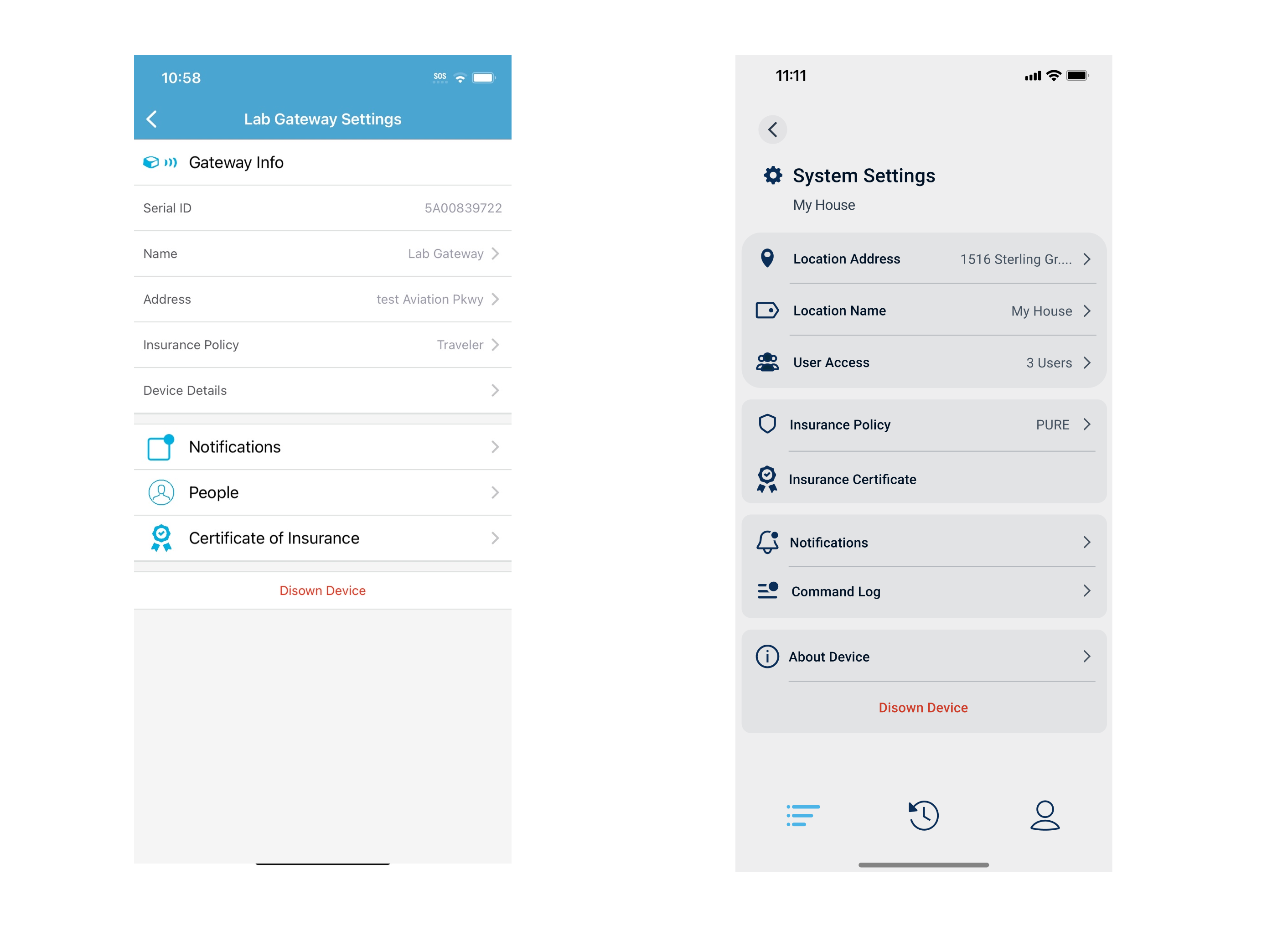 Before Gateway Settings vs after